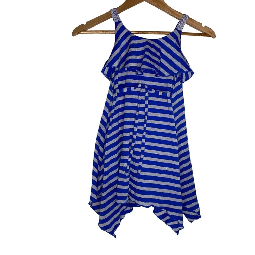 Sweet Heart Dress Girls Size 6 Rose Stripe Asymmetrical Ruffle *
